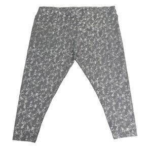 Soft Surroundings Womens Leggings 2X Cropped Gray Floral Silver Foulard 21.5"
